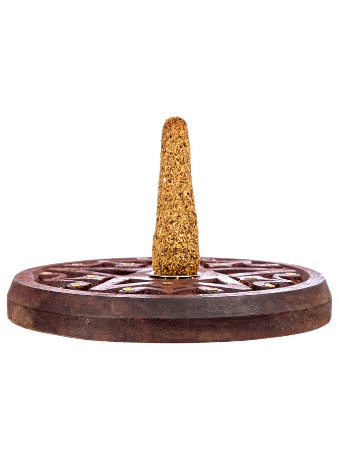 Alternative Imagination Pentagram Incense Holder - Handcrafted Incense Burner fits 15 Incense Sticks and 1 Incense Cone - Carved Wood, Brass Holders - 5 Inches Wide - Image 5