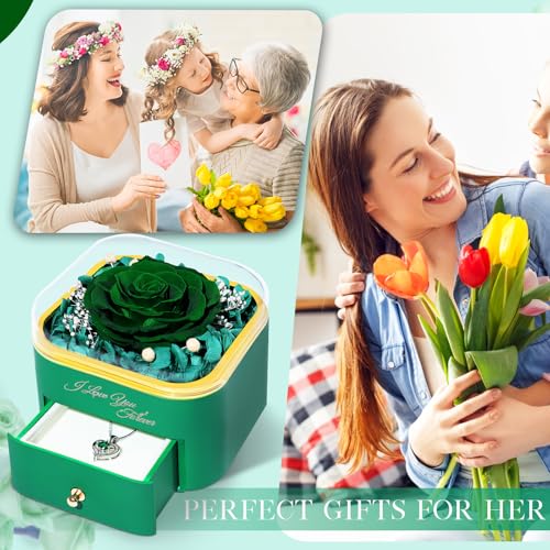 Beferr Birthday Gifts for Women Preserved Real Rose with Necklace Eternal Roses Forever Flowers for Delivery Anniversary Mothers Gifts for Mom Her Grandma Wife Sister from Daughter Son - Image 3