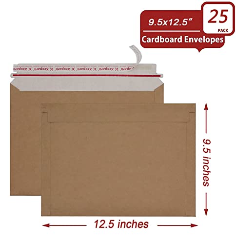 Xxcxpark 25 Pack Brown Kraft Rigid Mailers, 9.5x12.5 inches Self Seal Photo Document Mailers Premium Cardboard Keep Flat Envelopes for Photos, Pictures, Papers, Files, CD - Image 2