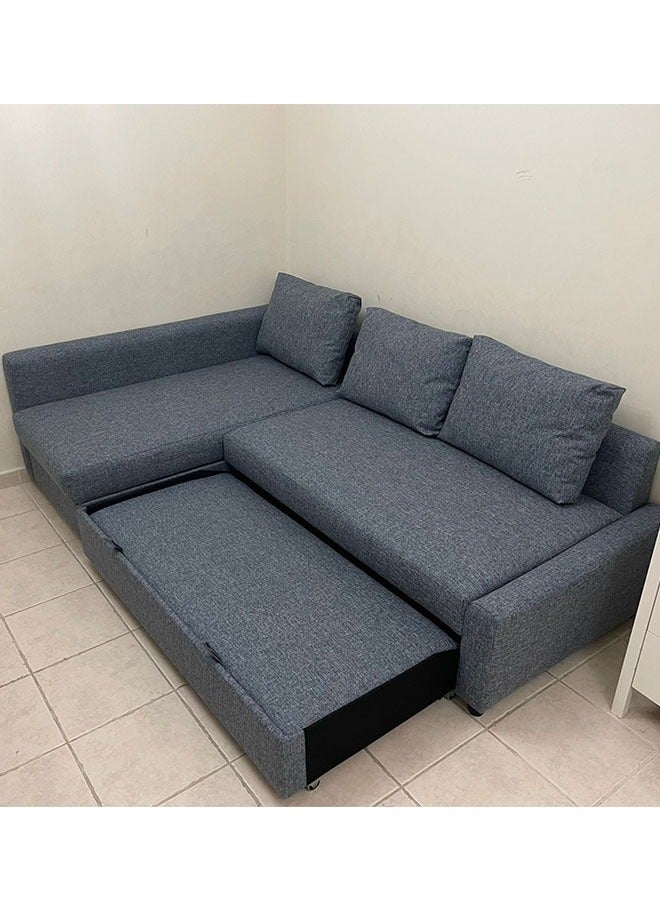 كرنك أريكة سرير على شكل حرف L مع مساحة تخزين - أريكة قابلة للتحويل إلى سرير، أريكة مقطعية موفرة للمساحة، تنجيد من القماش الرمادي - Image 4
