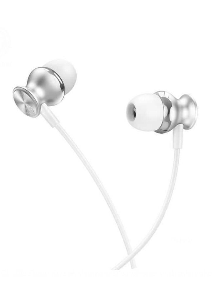 GREEN LION Metal Earphones 3.5MM / Hi-Fi Audio / 10mm Coil / 1.2 Meter Cable / Easy to Wear / Control Buttons / Inbuilt Mic / Innovative Design - White - Image 3