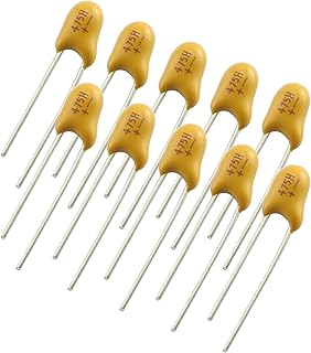 Tegg 4.7uF Tantalum Capacitor 10PCS 25V 2 Pin Dipped Tantalum Bead Capacitors Yellow - Image 1