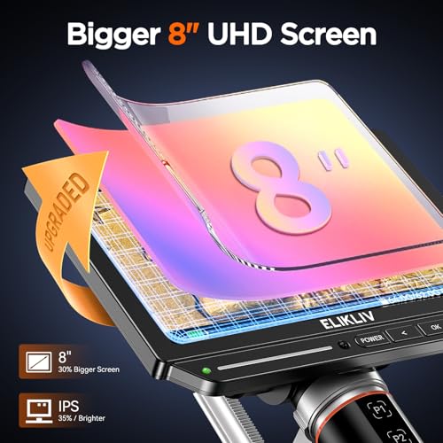 ELIKLIV ميكروسكوب رقمي 4K مع تركيز تلقائي من Elikliv EM4K-AF، ميكروسكوب لحام بدقة 52MP لإصلاح لوحات الدوائر المطبوعة، فحص العملات وصناعة الساعات، مكبر 2000X، شاشة IPS بحجم 8 بوصة، مخرجات HDMI/USB، حامل 10 بوصة، بطاقة 64GB - Image 5