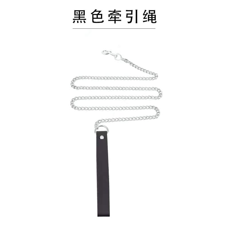 PU Leather Choker Collar Chain for Men and Women Black chain 