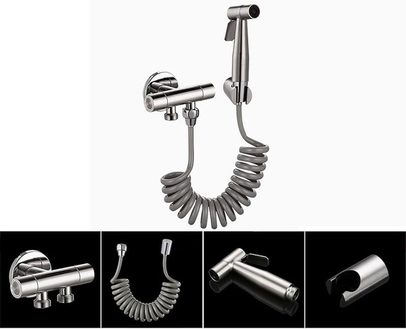 مرشة المرحاض المحمولة من الفولاذ المقاوم للصدأ مع خرطوم وقوس الحجم ب - Image 3