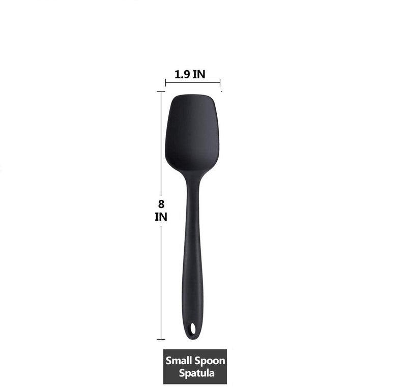 we3 Multi Purpose Heat Resistance Silicone Spatula Turner Non-Stick Silicone Kitchen Tools FDA Approved Piece of 1 Black|Spatula Spoon M 20.6cm - Image 2