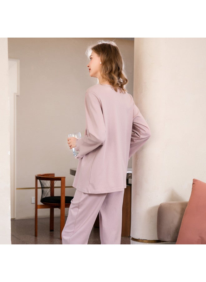 Fenton lace V-neck Floral Trim Long-sleeve Women's Loungewear Pajama Set - Image 3