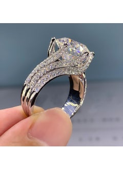 Luxury 5 Carat Faux Moissanite Six-Prong Engagement Ring 5 karat [9mm] white gold