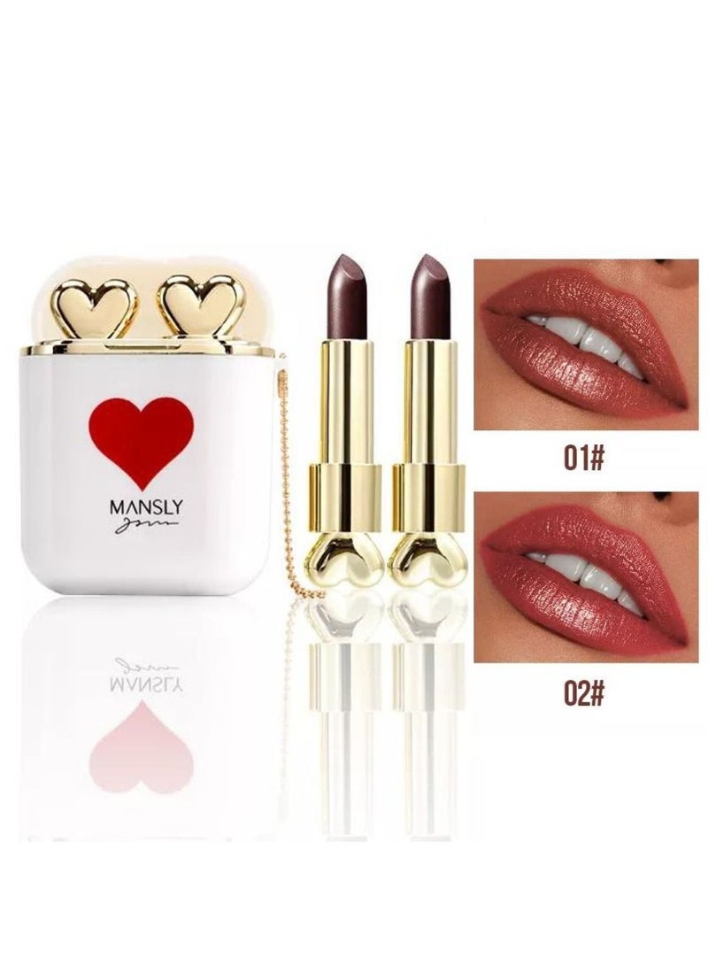 MANSLY Lipstick Dual Color Silky Velvet Matte 2Pcs by Heng Fang - Image 1