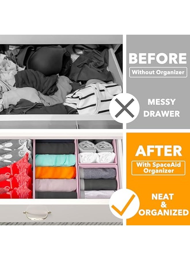 DUNISO 12 Pcs Clothes Drawer Organisers，Foldable Underwear Drawer Organizer and Closet Dividers，Storage Dresser Drawer Dividers，for Clothes, Socks, Bras, Underwear, Towels, Leggings, Jeans and Sweaters，Pink - Image 3
