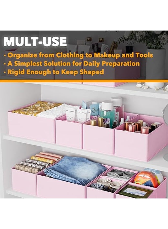 DUNISO 12 Pcs Clothes Drawer Organisers，Foldable Underwear Drawer Organizer and Closet Dividers，Storage Dresser Drawer Dividers，for Clothes, Socks, Bras, Underwear, Towels, Leggings, Jeans and Sweaters，Pink - Image 5