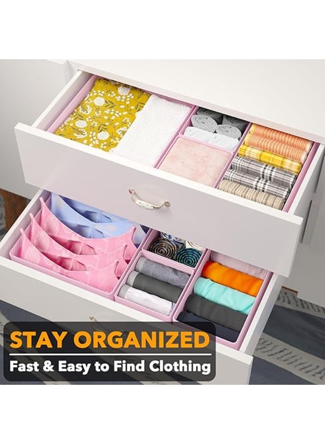 DUNISO 12 Pcs Clothes Drawer Organisers，Foldable Underwear Drawer Organizer and Closet Dividers，Storage Dresser Drawer Dividers，for Clothes, Socks, Bras, Underwear, Towels, Leggings, Jeans and Sweaters，Pink - Image 4