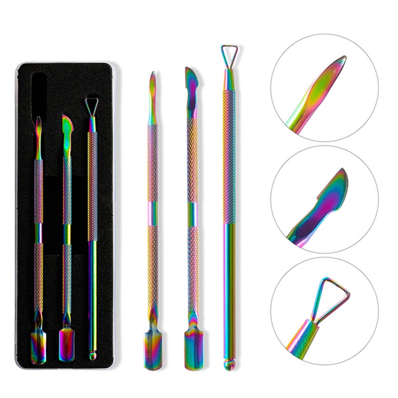 3Pcs/Set Stainless Steel Double Head Cuticle Pusher Dead Skin Push Remover for Pedicure Manicure - Image 2