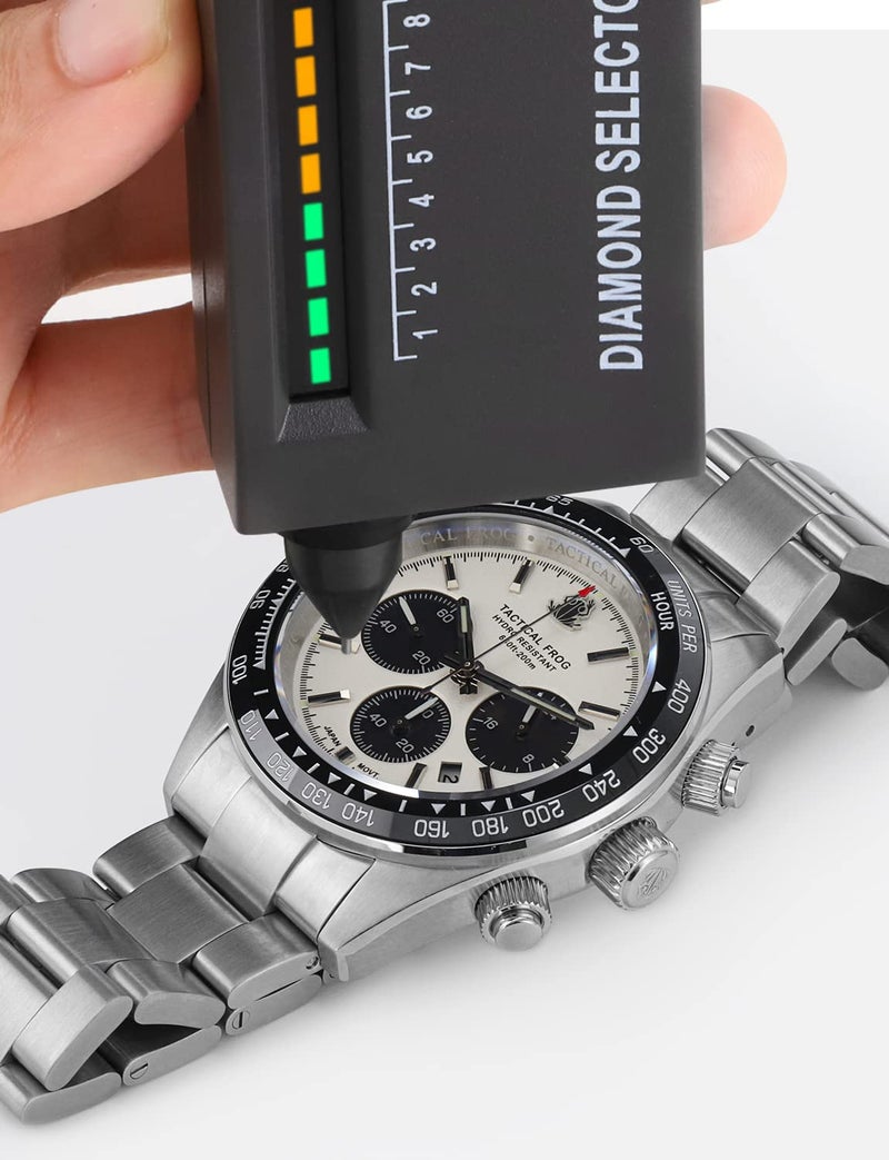 TACTICAL FROG Watch for Men 41mm Panda Chronograph VS75A Solar Quartz Movement Watches Sapphire C3 Luminous 200M Waterproof, White - Image 3