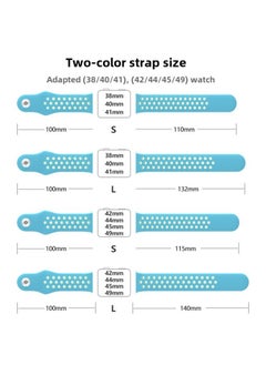 Generic Suitable For Apple Two-color Silicone Nike Strap Nike Hole Apple Iwatch Breathable Sports Watch Strap-Color:22 Spruce Mist + Vintage Moss Green-Specifications:42/44/45/49mm-S  - Image 3
