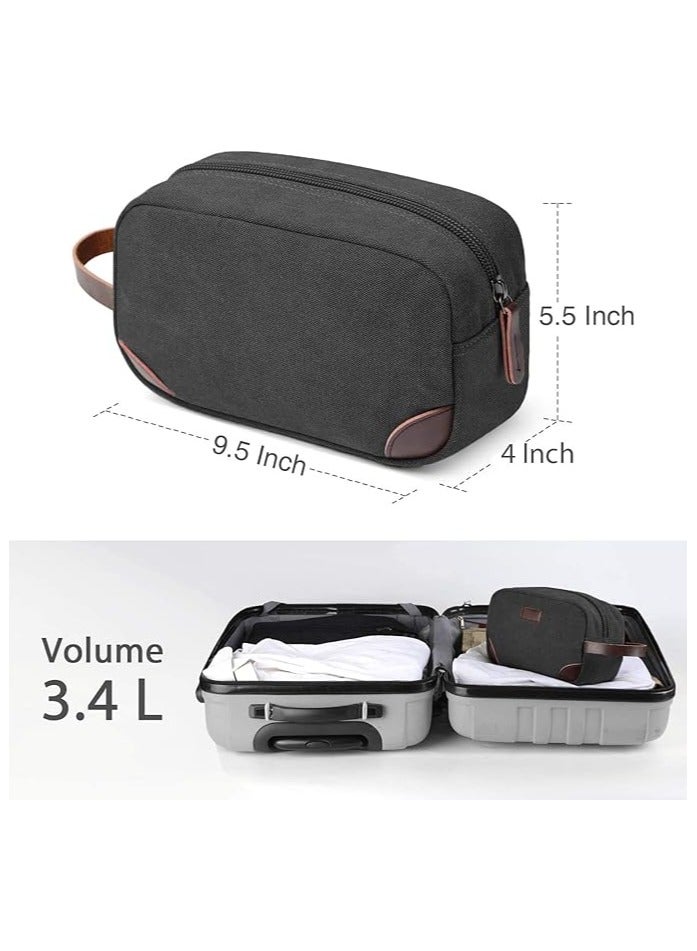 Travel Toiletry Bag, Men's Travel Organizer Kit, Shaving Dopp Kit Bathroom Bag, Canvas Toiletry Organizer Bag, Canvas Cosmetic Organizer for Makeup, Shampoo, with Handle  - Image 3