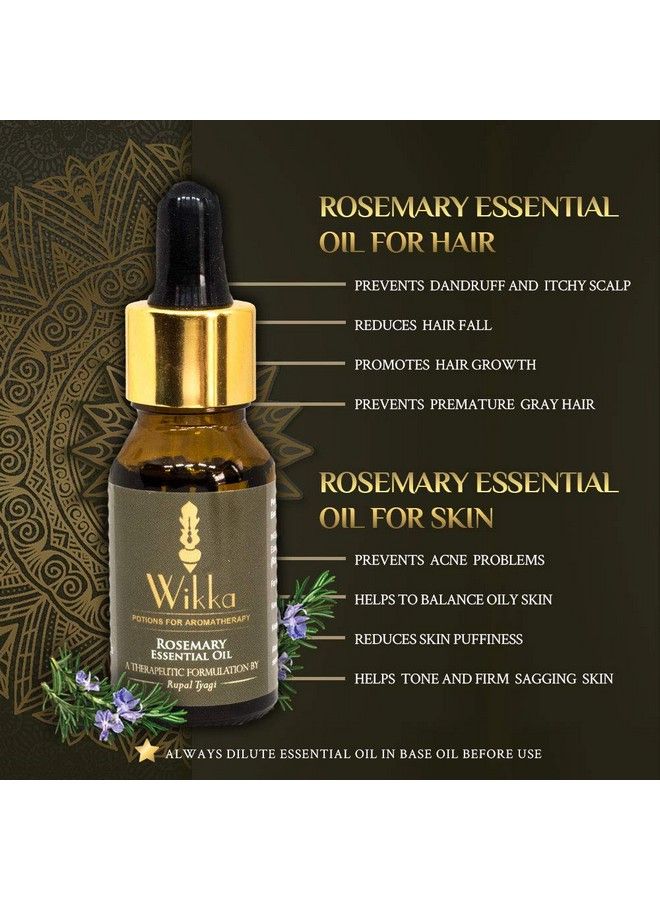 Wikka 100% Pure Therapeutic Grade Rosemary Essential Oil For Hair Growth Dandruff & Acne Skin (Rosmarinus Officinalis) 15Ml - Image 3
