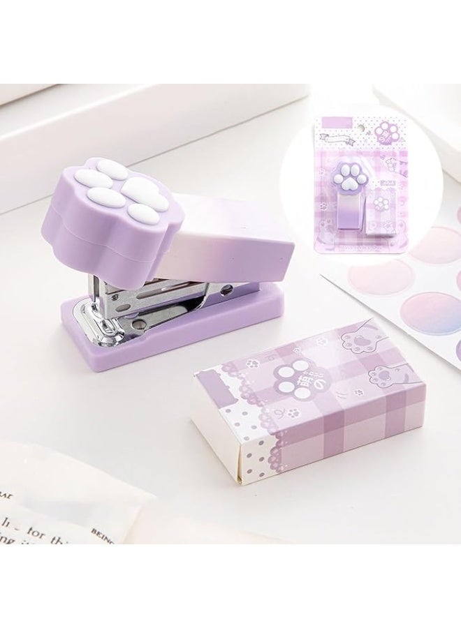 Office stapler | Compact cat claw paper fastener | Portable stapler for 2-15 pages binding Office School Classroom Travel Christmas Party Suitable for Students Children (Stapler 1PCS + Needle 1PCS) - Image 1