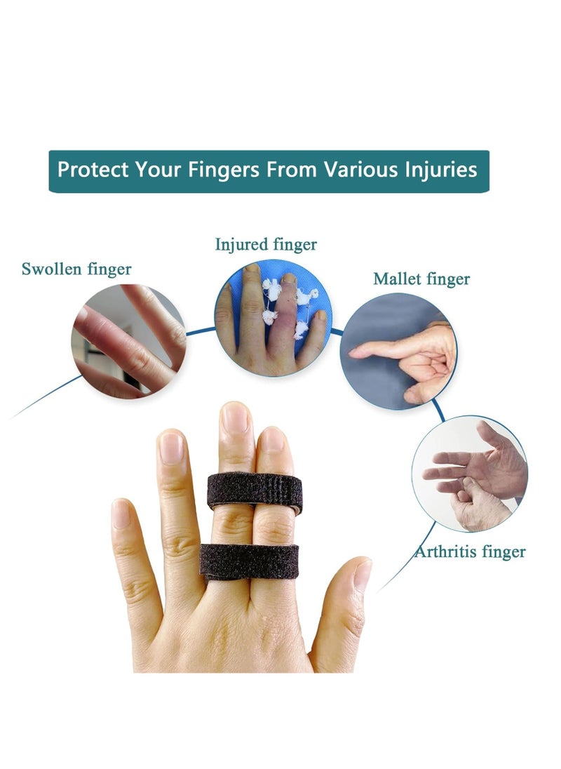Generic - 6 Pack Buddy Tape Finger Straps With Padded, Hook and Loop Finger Buddy Straps Pinky Finger Splint for Injured Finger Support, Stretchable and Washable - Image 1