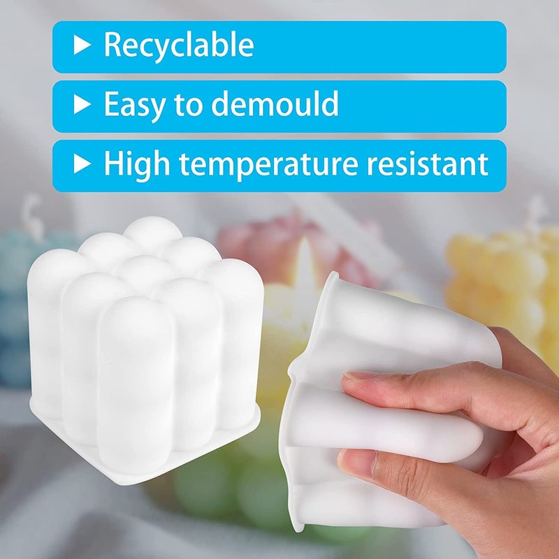 SNOOGG DIY Bubble Silicon Candle Mold, Cube Shape Silicon Mould, Soft Reusable Size 6.7x6.7 cm - Image 4