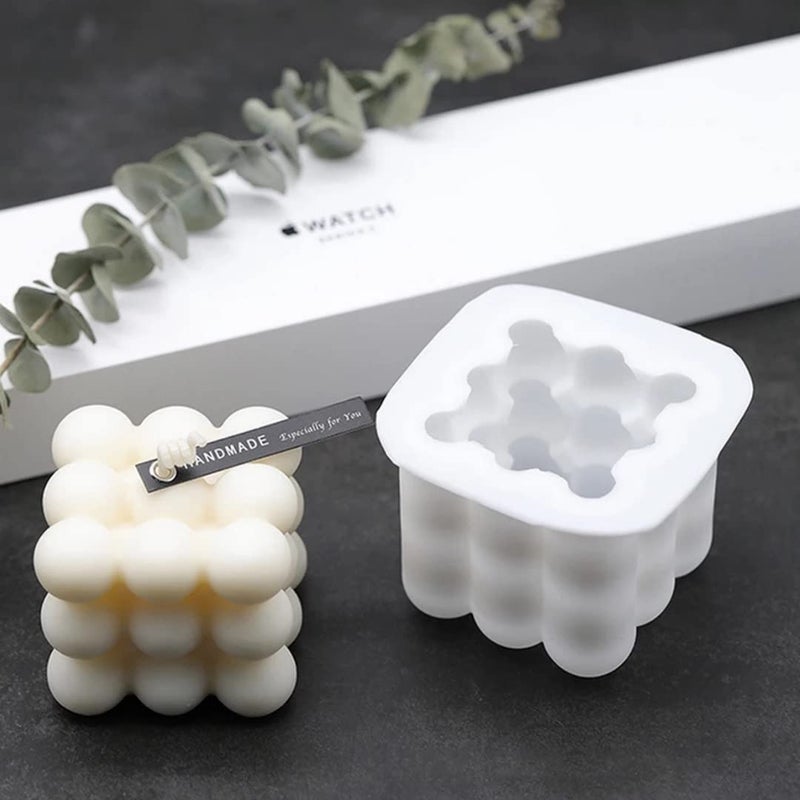 SNOOGG DIY Bubble Silicon Candle Mold, Cube Shape Silicon Mould, Soft Reusable Size 6.7x6.7 cm - Image 3