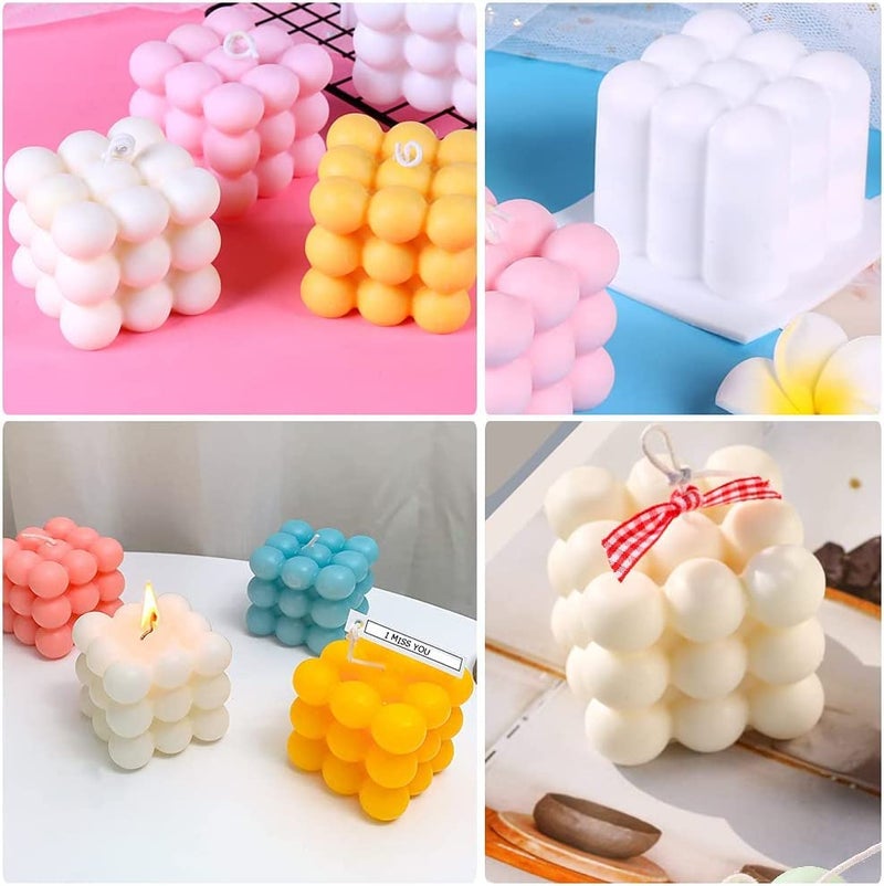 SNOOGG DIY Bubble Silicon Candle Mold, Cube Shape Silicon Mould, Soft Reusable Size 6.7x6.7 cm - Image 5