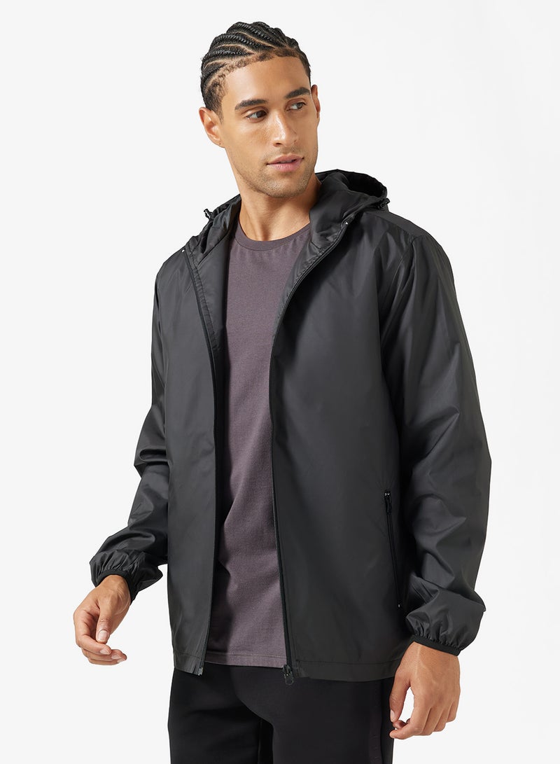 سفنتي فايف جاكيت بغطاء رأس بسحاب كامل بقصة مريحة - Image 1