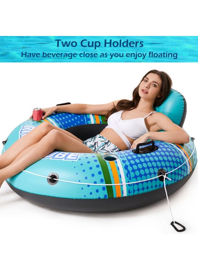 Jasonwell Inflatable River Tube Float - Heavy Duty River Float Pool Floats Lake Premium Water Tubes For Floating Recreational River Raft Lounge Floaties With 2 Cup Holders For Adult - Image 2