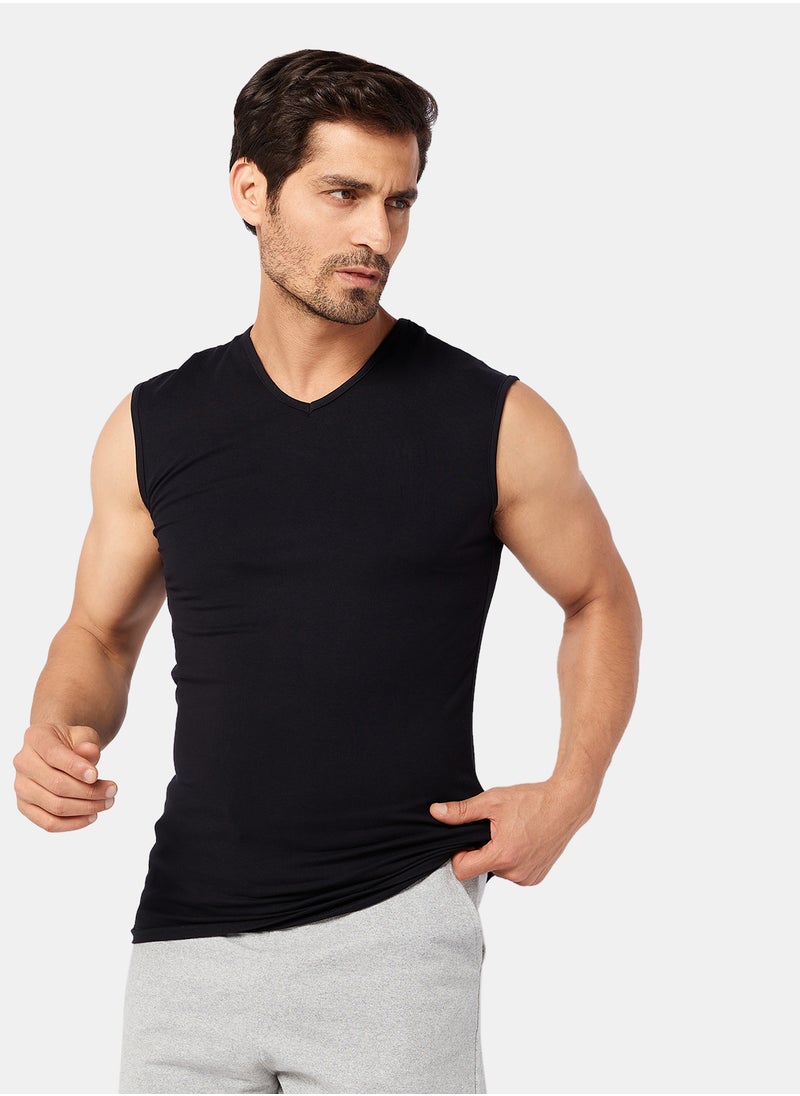 DICE - Black V-Neck Lycra T-Shirt pack of 3 - Image 1