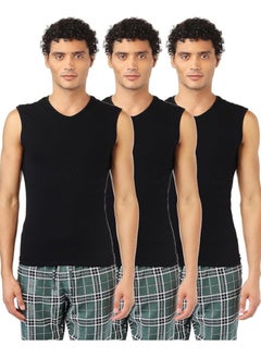 DICE Black V-Neck Lycra T-Shirt pack of 3  - Image 5