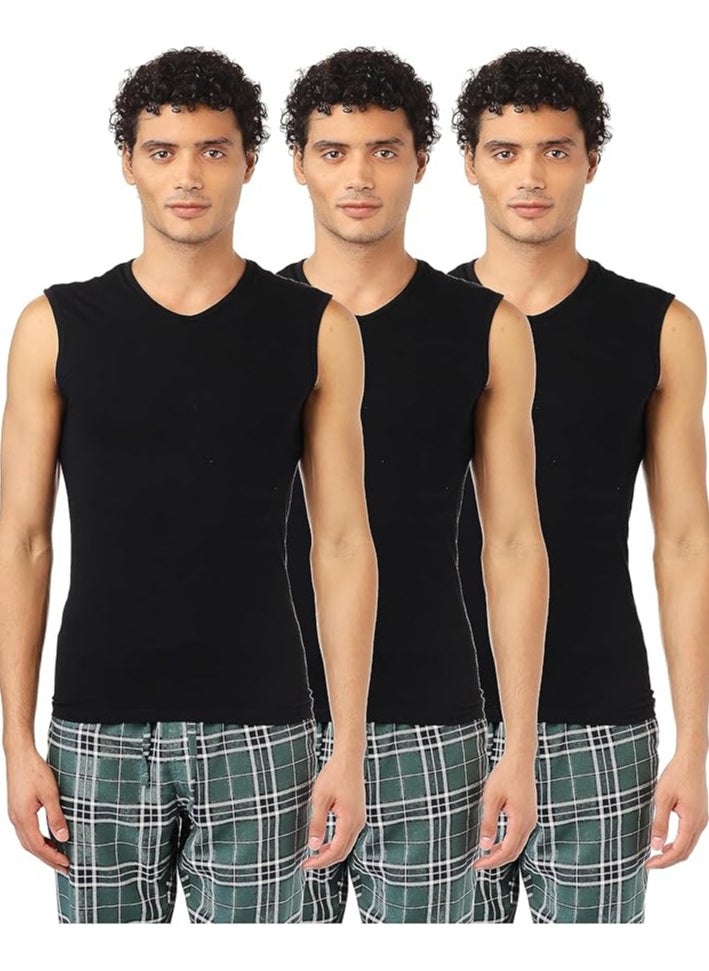 DICE - Black V-Neck Lycra T-Shirt pack of 3 - Image 1