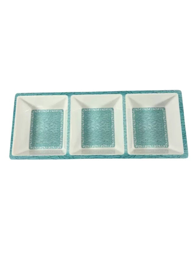Sarvah Melamine 15 Inch Coring Ware Floral Designed 3 Section Tray- White - Image 2