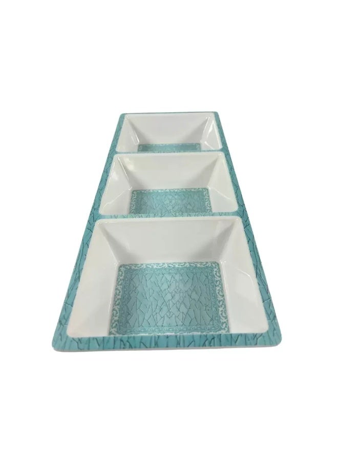 Sarvah Melamine 15 Inch Coring Ware Floral Designed 3 Section Tray- White - Image 3
