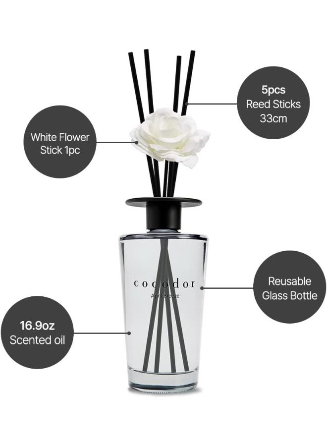 كوكودور معطر أعواد زهرة بيضاء / الكرز الأسود / عبوة واحدة / مجموعة هدايا معطر أعواد بزيت عطري لديكور المنزل والمكتب / حجم كبير، سعة كبيرة، معطر بحجم كبير، الإصدار الأسود / 16.9 أونصة (500 مل) - Image 4