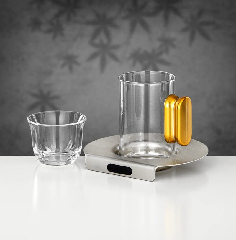 Almarjan 21 Pieces Tea & Coffee Set, Matt Nickel & Matt Gold - Image 3