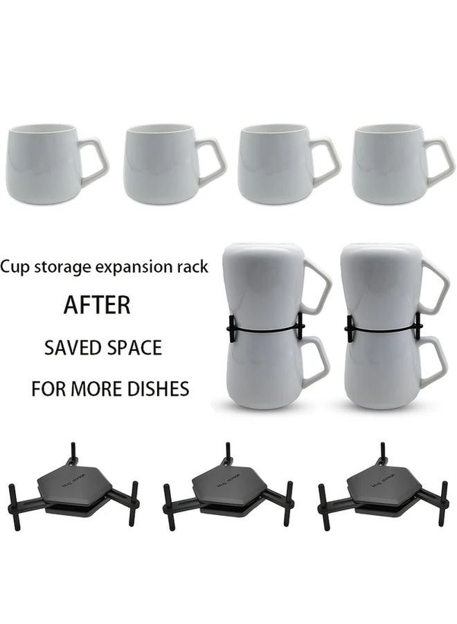 White Expandable Cup Holder Organizer 8PCS Space Saving Kitchen Cabinet Shelf Rack - Image 2