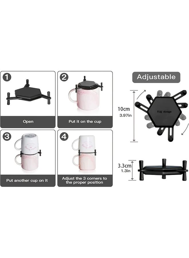 White Expandable Cup Holder Organizer 8PCS Space Saving Kitchen Cabinet Shelf Rack - Image 3