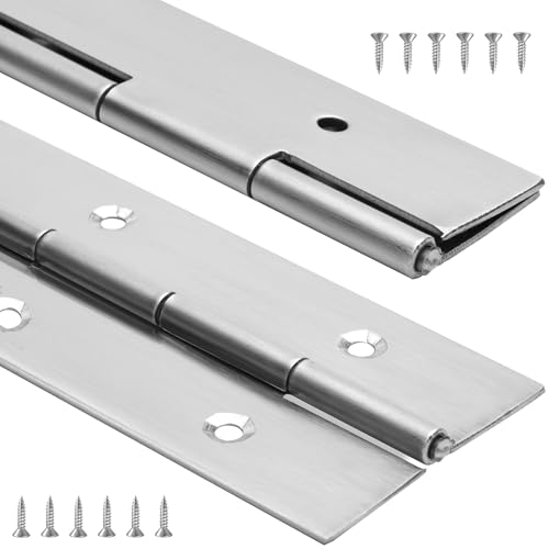 YIFIHGE 2Pack Piano Hinge 30 Inch x 2 Inch Wide Stainless Steel Piano Hinge 0047 Thick Continuous Hinges for Heavy Duty Cabinet Door Toolbox Woodworking Furniture Silver - Image 1