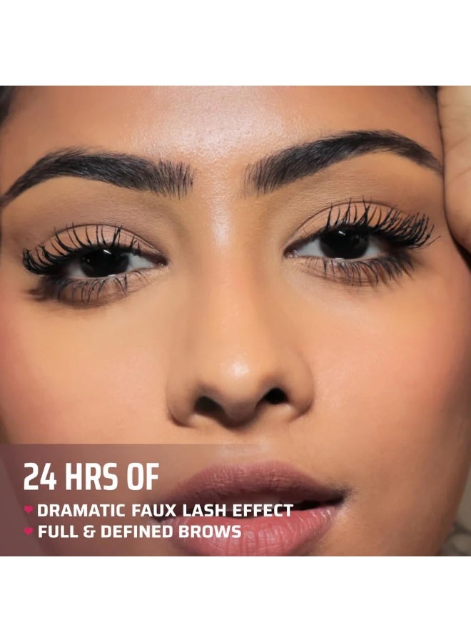 LAMIOR LA MIOR What The Lash! Mascara & Flexilift Brow Gel Duo | Extreme Volume & Length Mascara with Hypercurl | Waterproof Long-Lasting 24-Hour Wear | False Lash Effect | 2-in-1 Tinted Brow Lift Gel with Biotin & Argan Oil | Smudge-Proof Makeup for Eyes (Burgundy) - Image 2