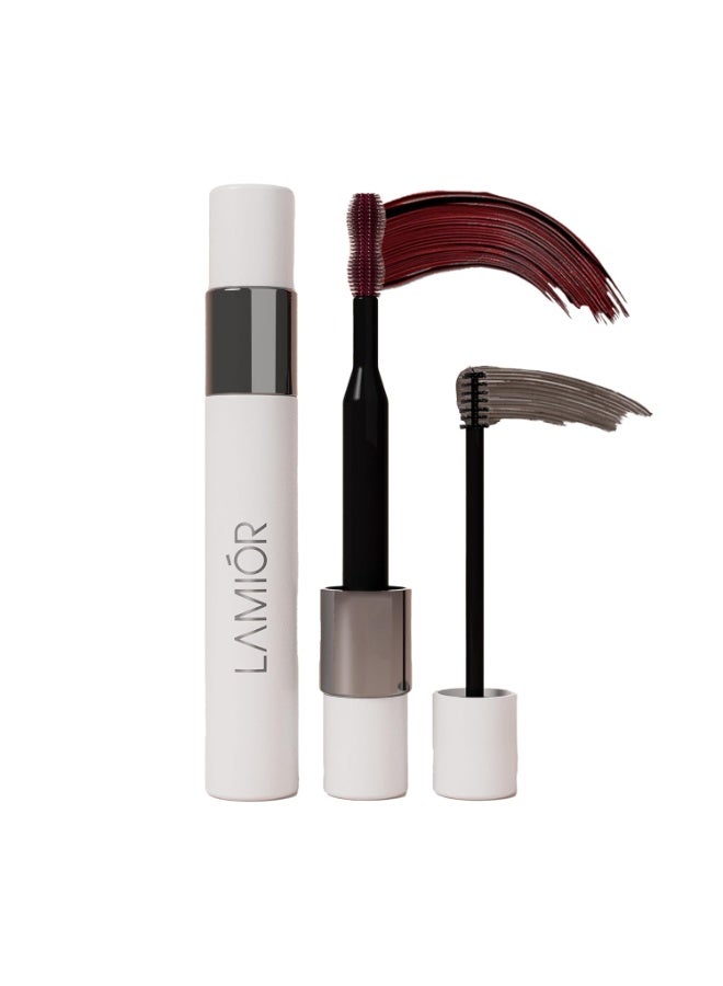 LAMIOR LA MIOR What The Lash! Mascara & Flexilift Brow Gel Duo | Extreme Volume & Length Mascara with Hypercurl | Waterproof Long-Lasting 24-Hour Wear | False Lash Effect | 2-in-1 Tinted Brow Lift Gel with Biotin & Argan Oil | Smudge-Proof Makeup for Eyes (Burgundy) - Image 1