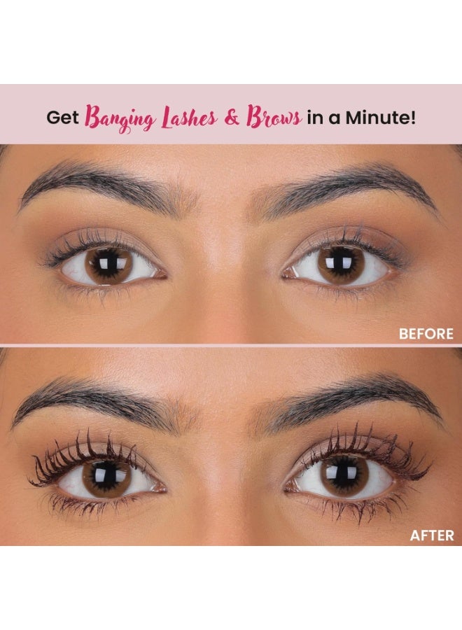 LAMIOR LA MIOR What The Lash! Mascara & Flexilift Brow Gel Duo | Extreme Volume & Length Mascara with Hypercurl | Waterproof Long-Lasting 24-Hour Wear | False Lash Effect | 2-in-1 Tinted Brow Lift Gel with Biotin & Argan Oil | Smudge-Proof Makeup for Eyes (Burgundy) - Image 4