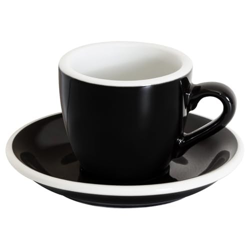 Loveramics Espresso Cup with Saucer, Ceramic Espresso Shot Cup Saucer Set, small Demitasse Cup for Espresso 80ml 2.7Oz (Black) - Image 1