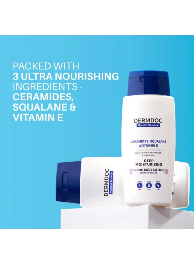DERMDOC Ceramides, Squalane & Vitamin E Deep Moisturising Creme Body Lotion (200 ml) | body lotion for dry skin | non-greasy moisturizer, quick absorbing, long lasting moisture - Image 2