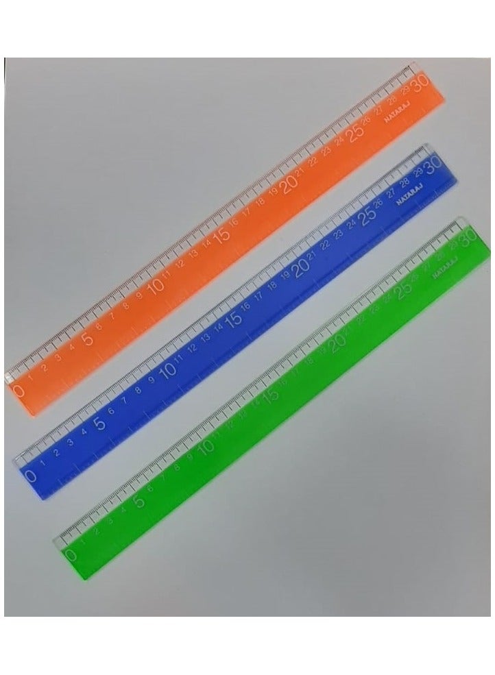 Nataraj plastic ruler set of 3 pieces 30cm- multicolor - Image 1