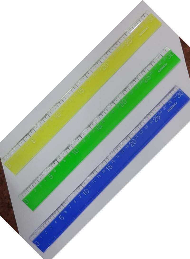 Nataraj plastic ruler set of 3 pieces 30cm- multicolor - Image 3