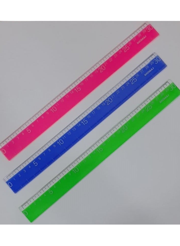 Nataraj plastic ruler set of 3 pieces 30cm- multicolor - Image 2