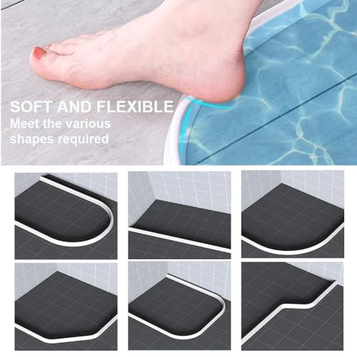 KRUI Collapsible Shower Threshold Water Dam, 55 In, Self Adhesive Shower Edge Water Barrier Stopper, Shower Water Blocker Retention System, Dry and Wet Separation for Bathroom Kitchen Countertop Sink - Image 5