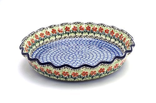Polish Pottery Gallery Polish Pottery Baker - Pie Dish - Fluted - Maraschino - Image 5