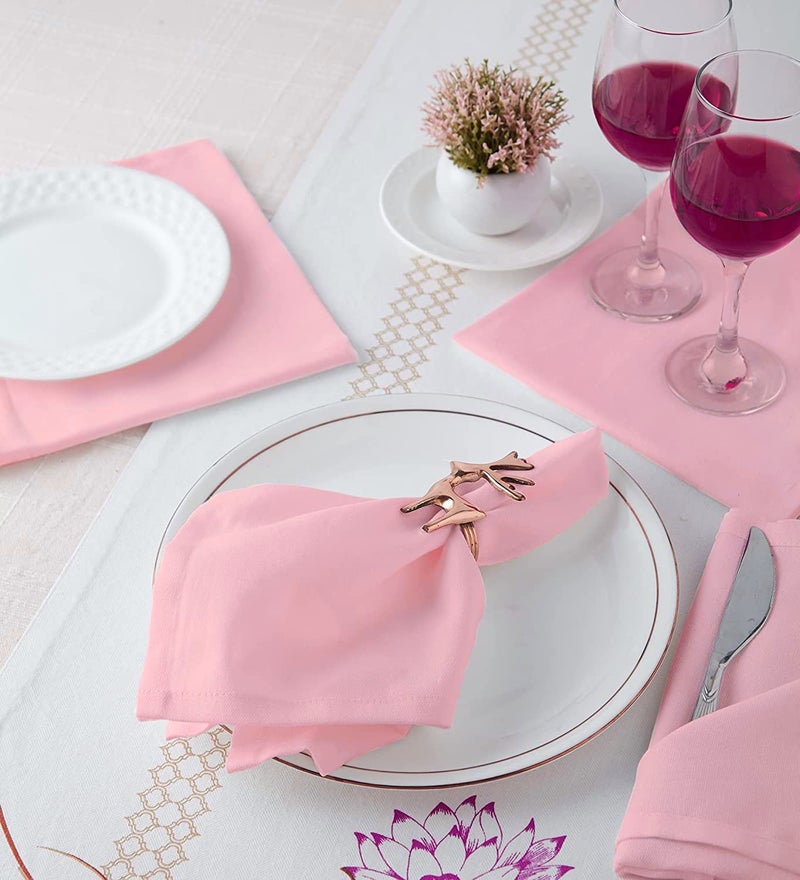 BIRDWING Dining Table Napkins 12 pcs Set of Large 43 x 43 cm (17 x 17 inch) - Blush Pink - Absorbent Heavy Cotton Party Fabric Machine Washable for Home Restaurant Banquet & Hotel - Image 2