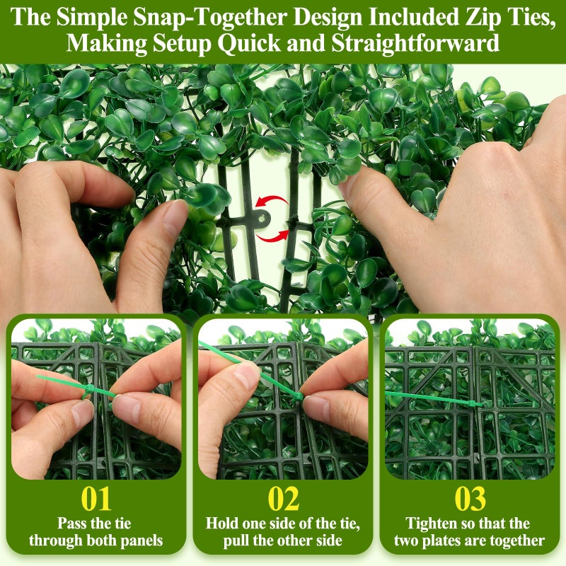 LifeisLuck 25Pcs Artificial Grass Wall Panels 10" X 10" Greenery Backdrop UV-Protected Faux Boxwood Panels 17.36 ftÂ² Fake Green Wall Privacy Screen for Outdoor Indoor Decor Party Wedding Garden Fence Decorations - Image 4